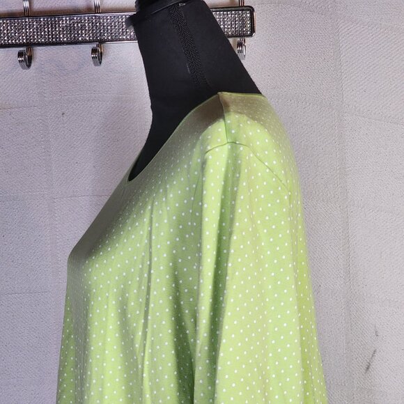 CJ Banks Citron and White Polka Dot 3/4 Sleeve Cotton Crew Neck Blouse Size 1X - Picture 16 of 16
